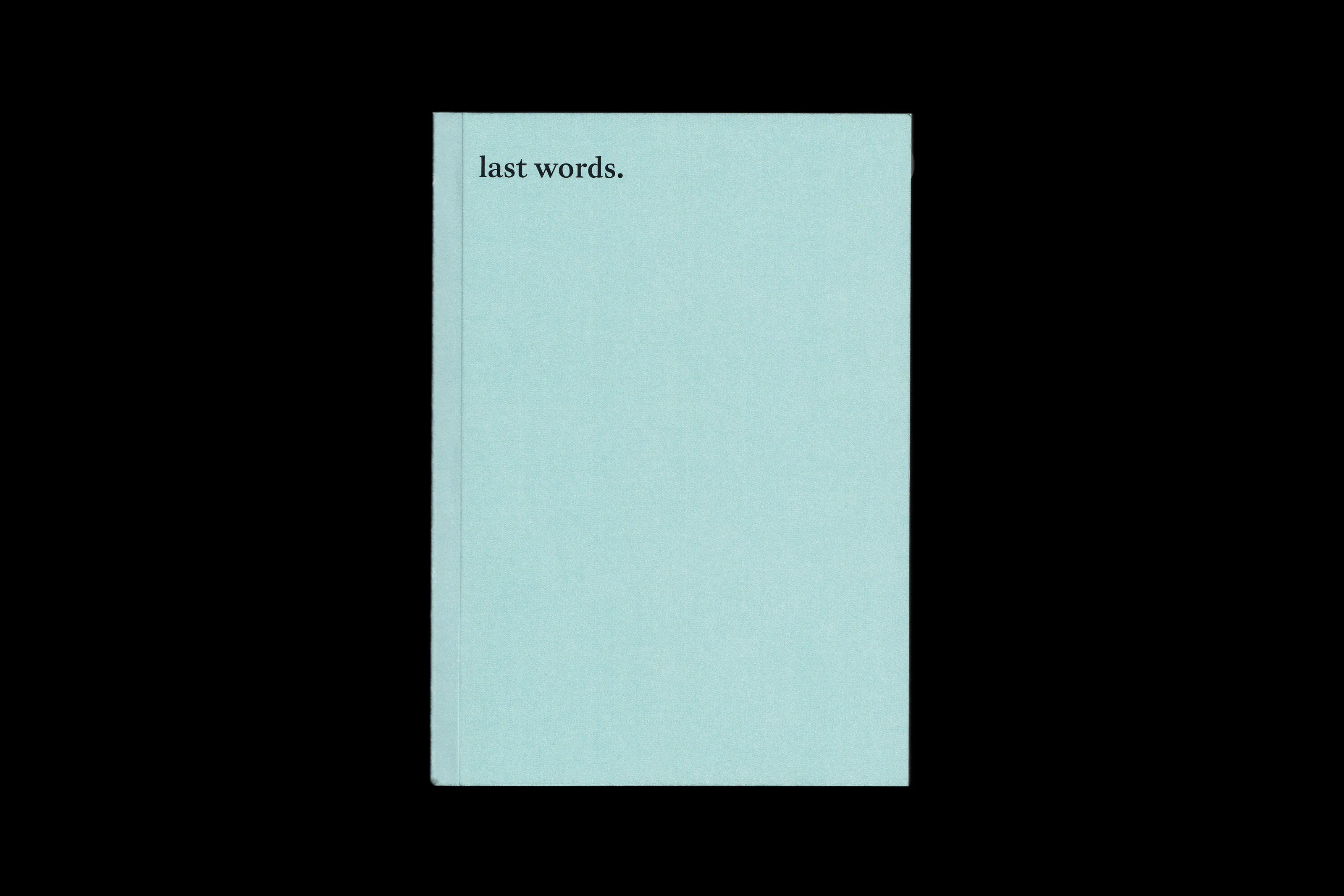 Light blue book cover with the title "last words."