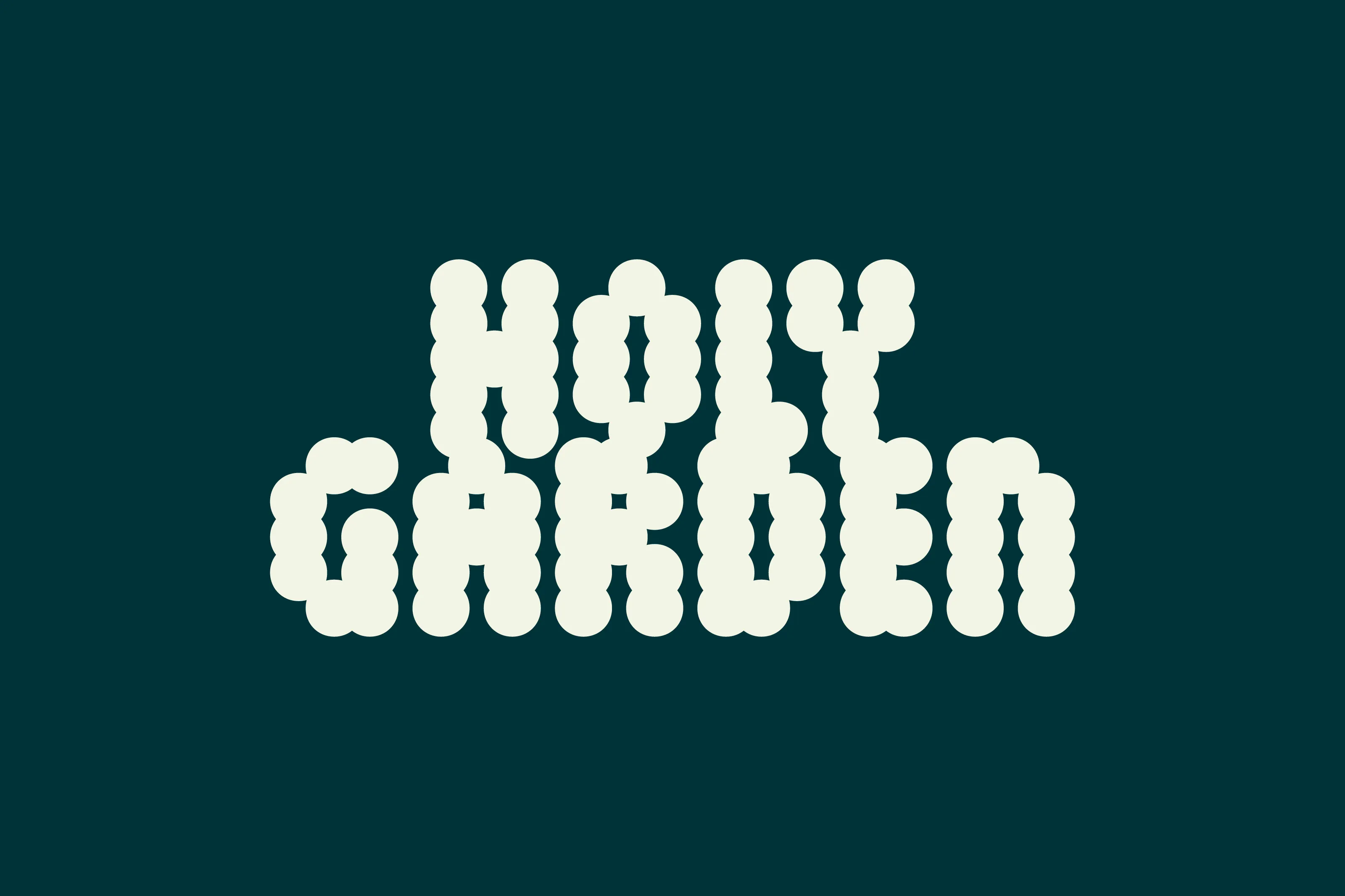 Holy Garden logo in rounded, bubbly letters on dark green
