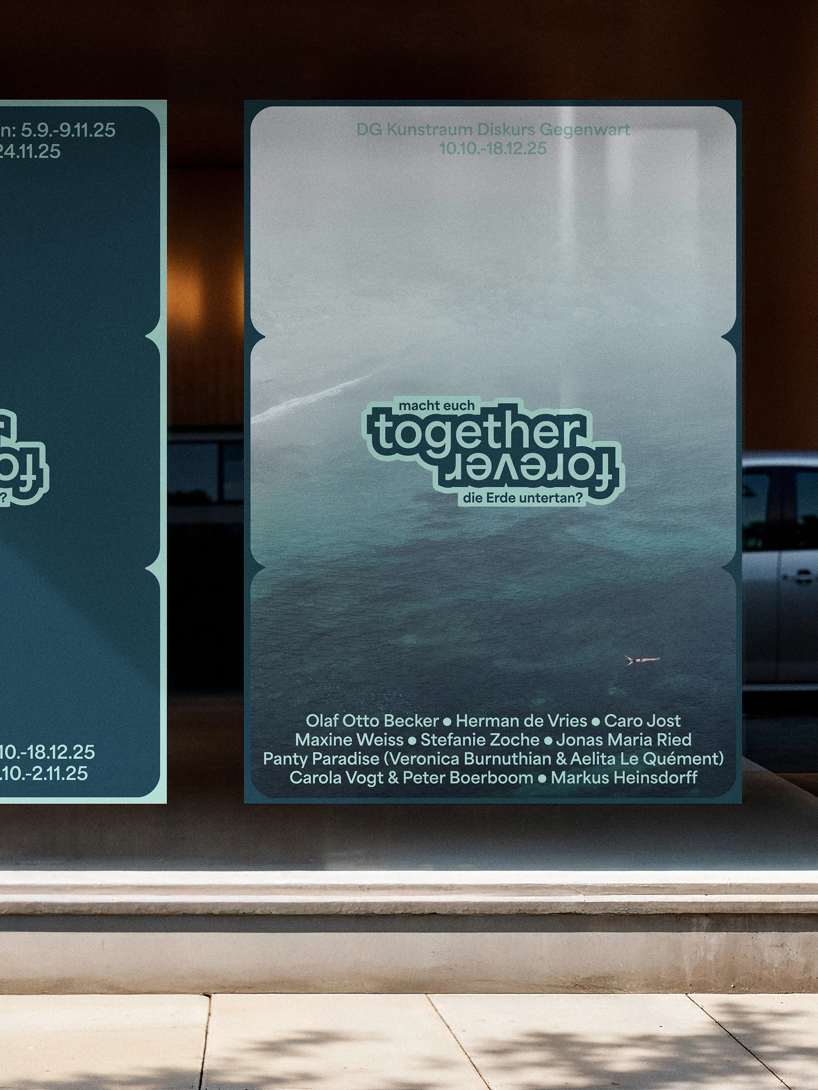 Together Forever poster with a foggy landscape in a showcase