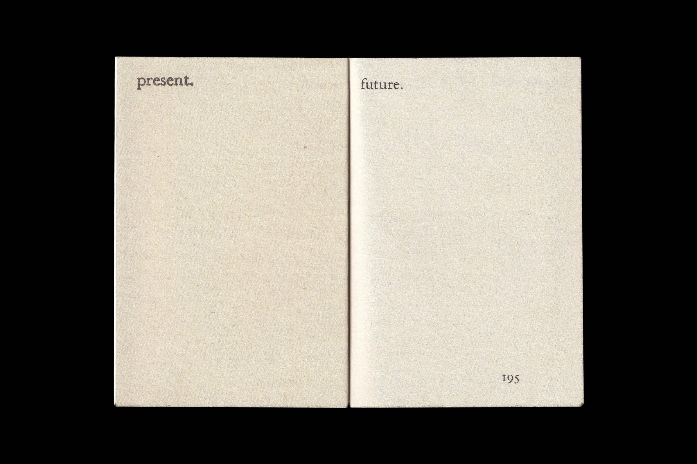 Scan of the words "present." and "future."