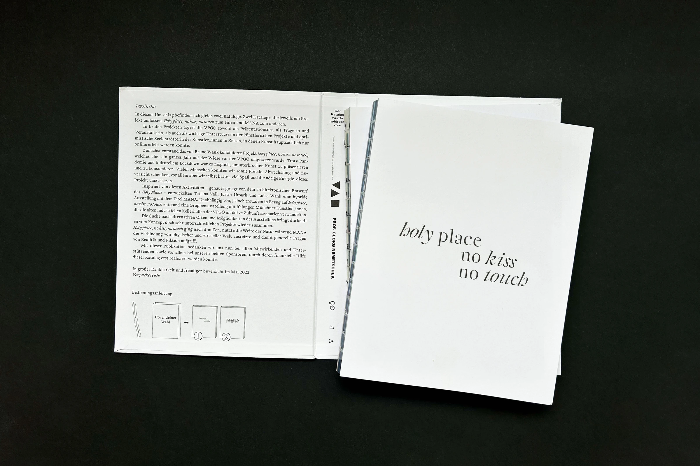 Open Holy Place catalog with text and the title "holy place, no kiss, no touch"