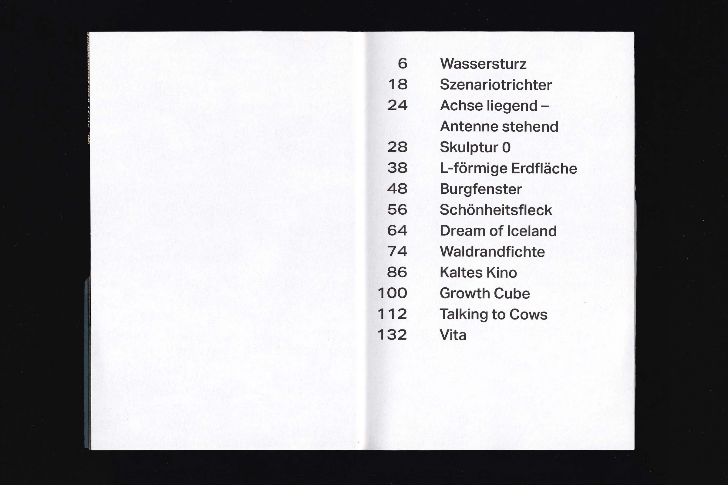 Spread with the table of contents