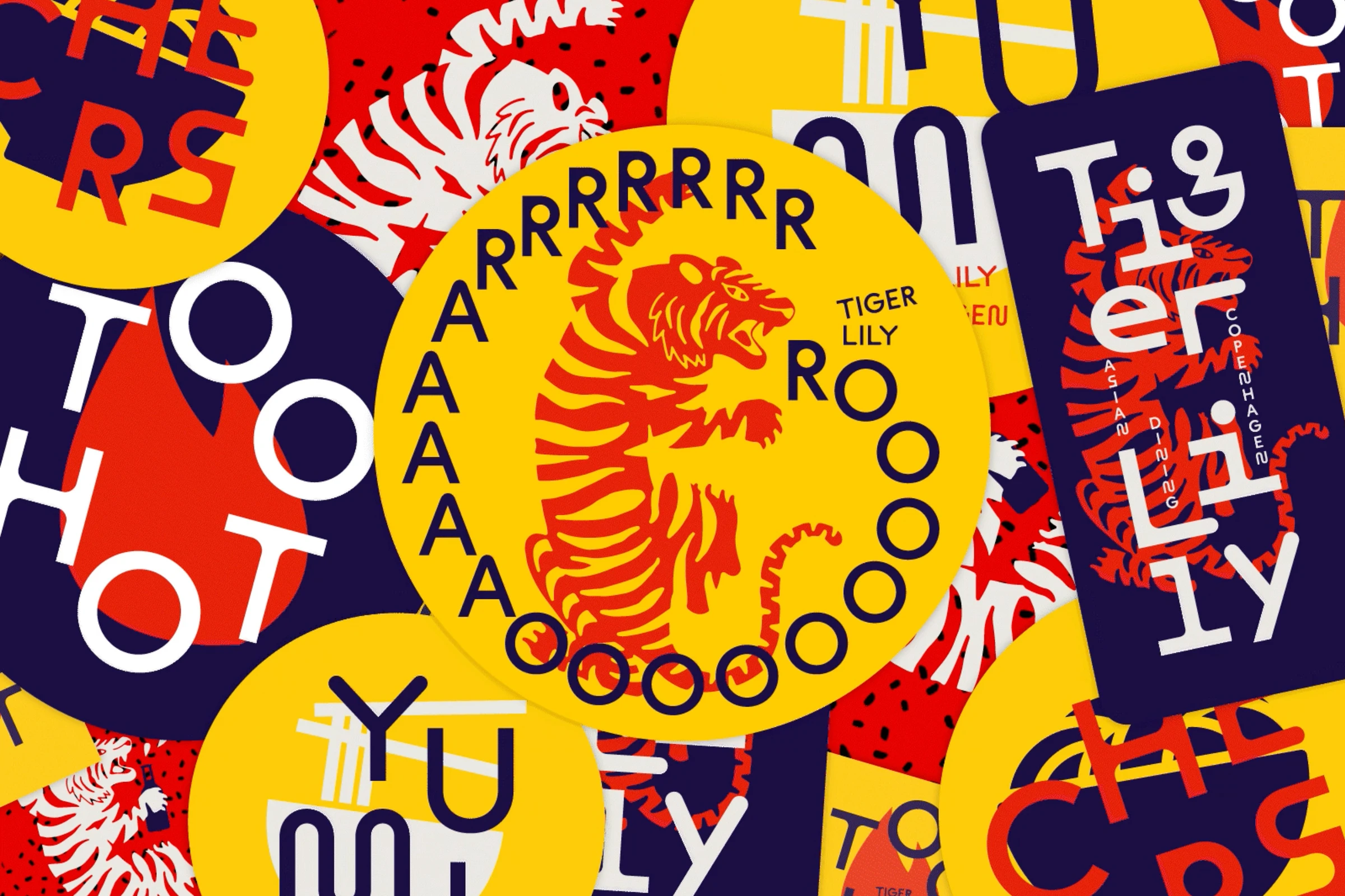 Tiger Lily stickers with tiger illustrations and bold lettering