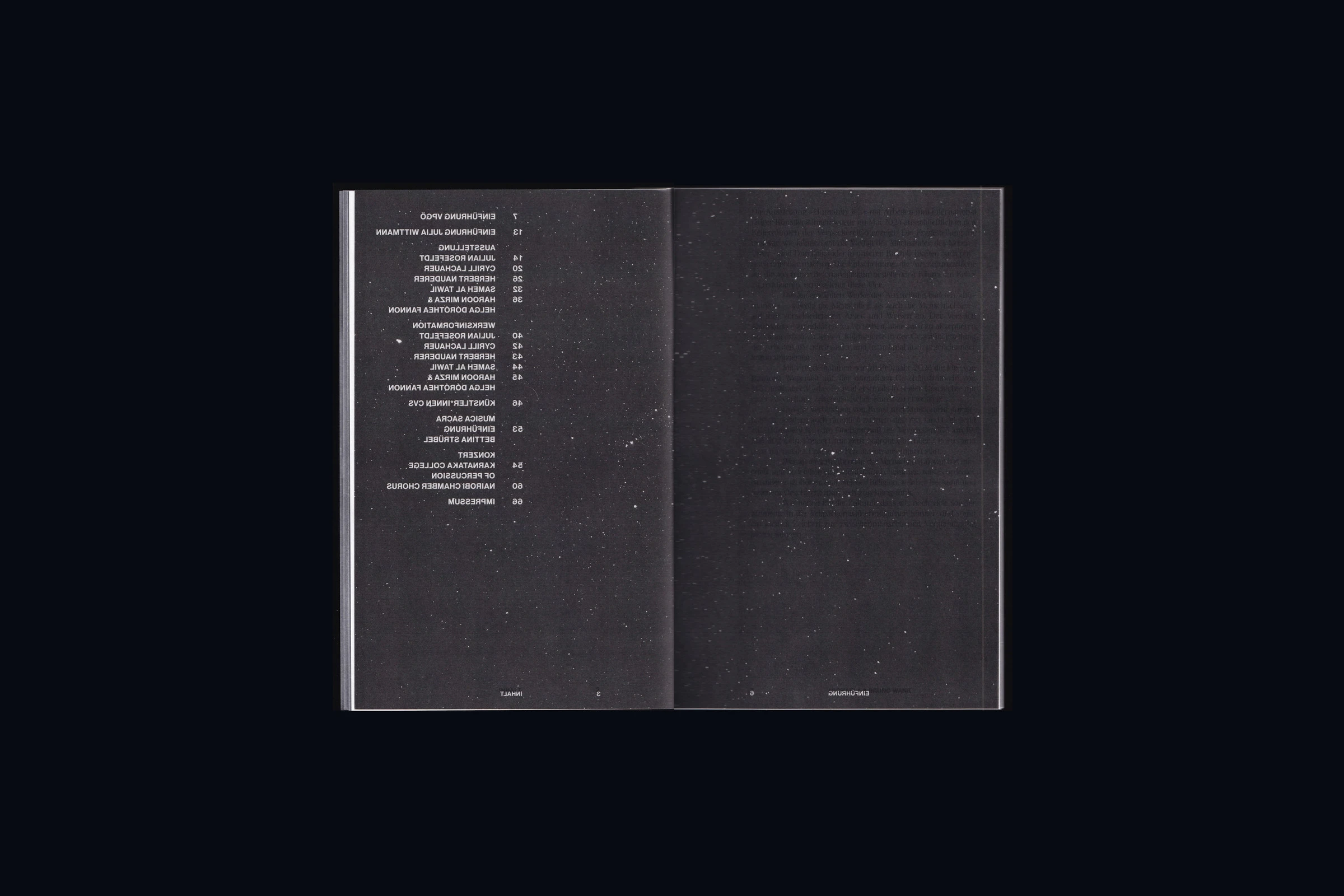 Catalog spread with a list of works and page numbers