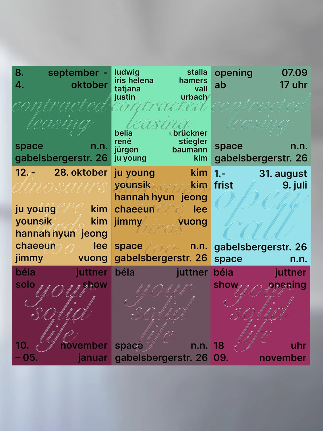 Grid of social media posts in changing colour tones