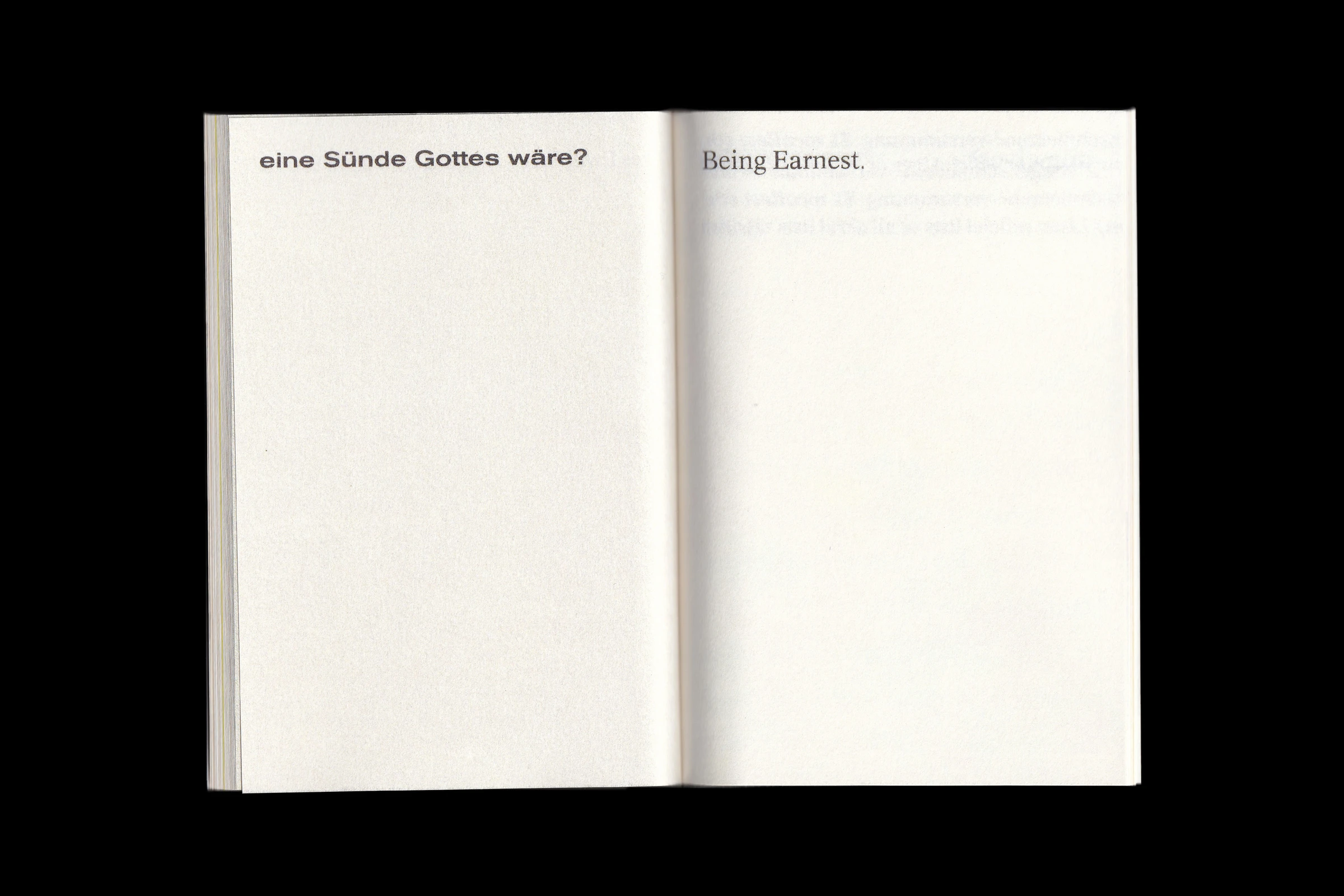 Scan of the words "eine Sünde Gottes wäre?" and "Being Earnest."